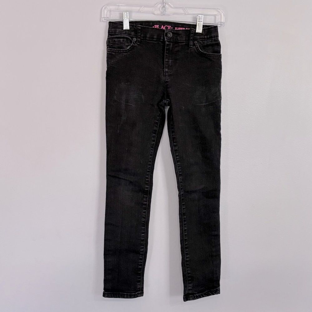 The Children’s Place Big Girls Black Dark Wash Super Skinny Denim Ankle Jeans 10